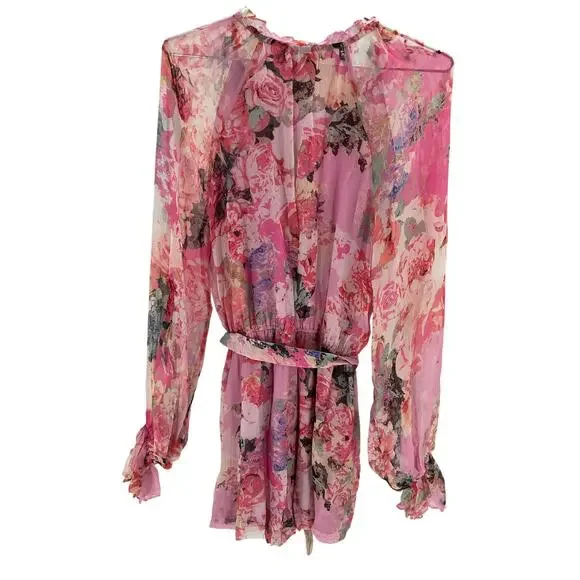 Hemant and Nandita Pink Floral Romper - Picture 3 of 5
